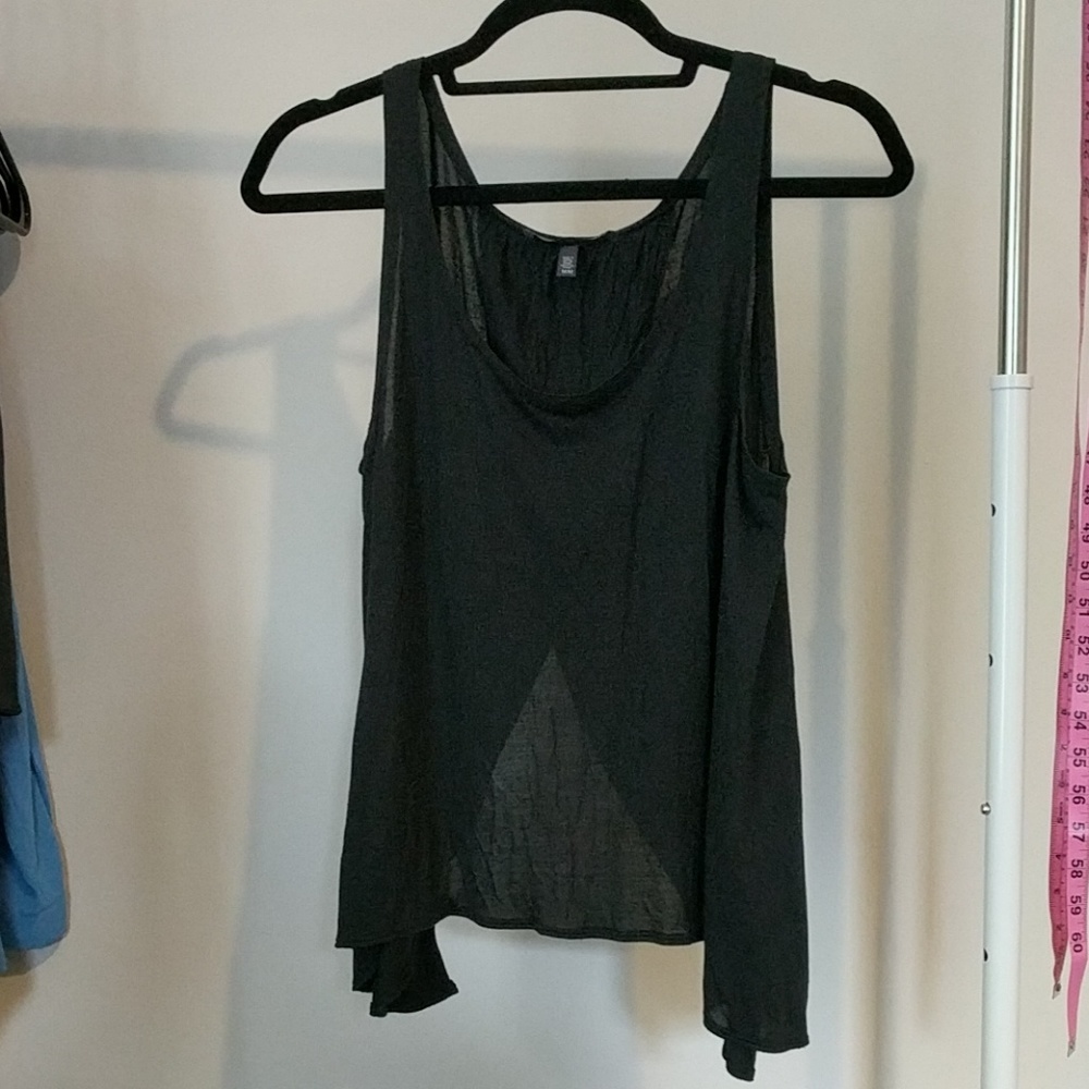 Open Back Black Flowy Camisole Top